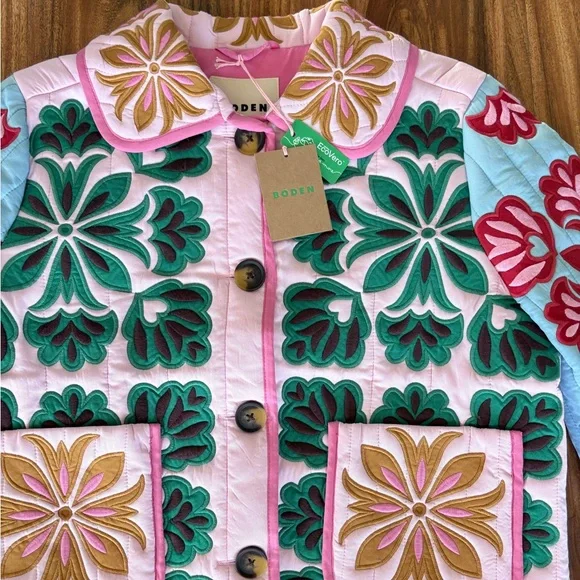 NWT Boden Women’s Fitzrovia Embroidered Jacket Size 6 Quilted Spring Coat Floral - Picture 7 of 16